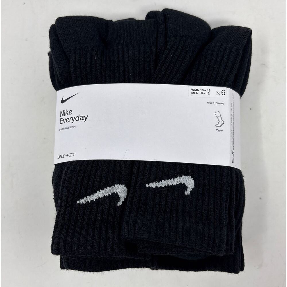 Nike Everyday Plus Cushion Drifit UNISEX Ankle Socks, Large - Black - 6Pair